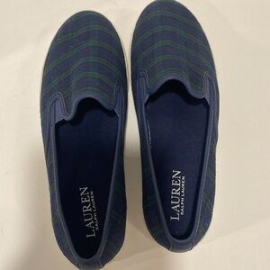 Ralph‎ Laurel Slip-on Sneakers Women’s Sz 8B Classic Green & Blue Plaid RLR